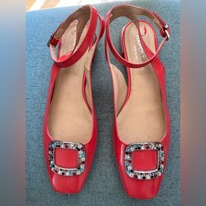 Napoleoni Salmon Pink Patent Leather Buckle Shoes with Ankle Strap EUR 40 US 9